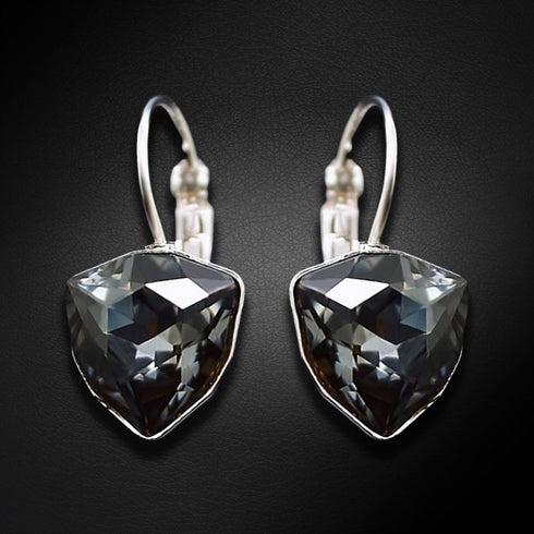 Серьги "Bermudu Trīsstūris (Silver Night)" с кристаллами Swarovski™